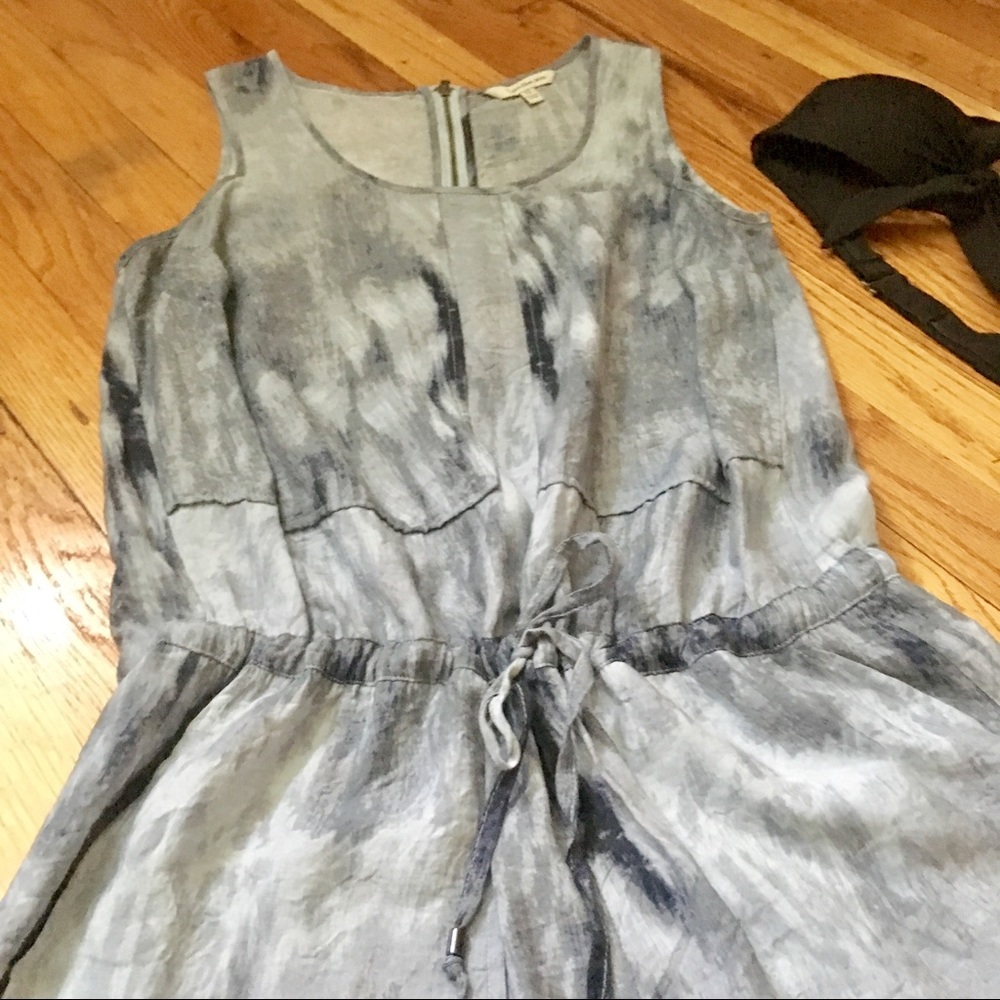 LP Calvin Klein Tie Dye Romper Drawstring Pockets Back Zipper | Gray & White - Picture 2 of 8